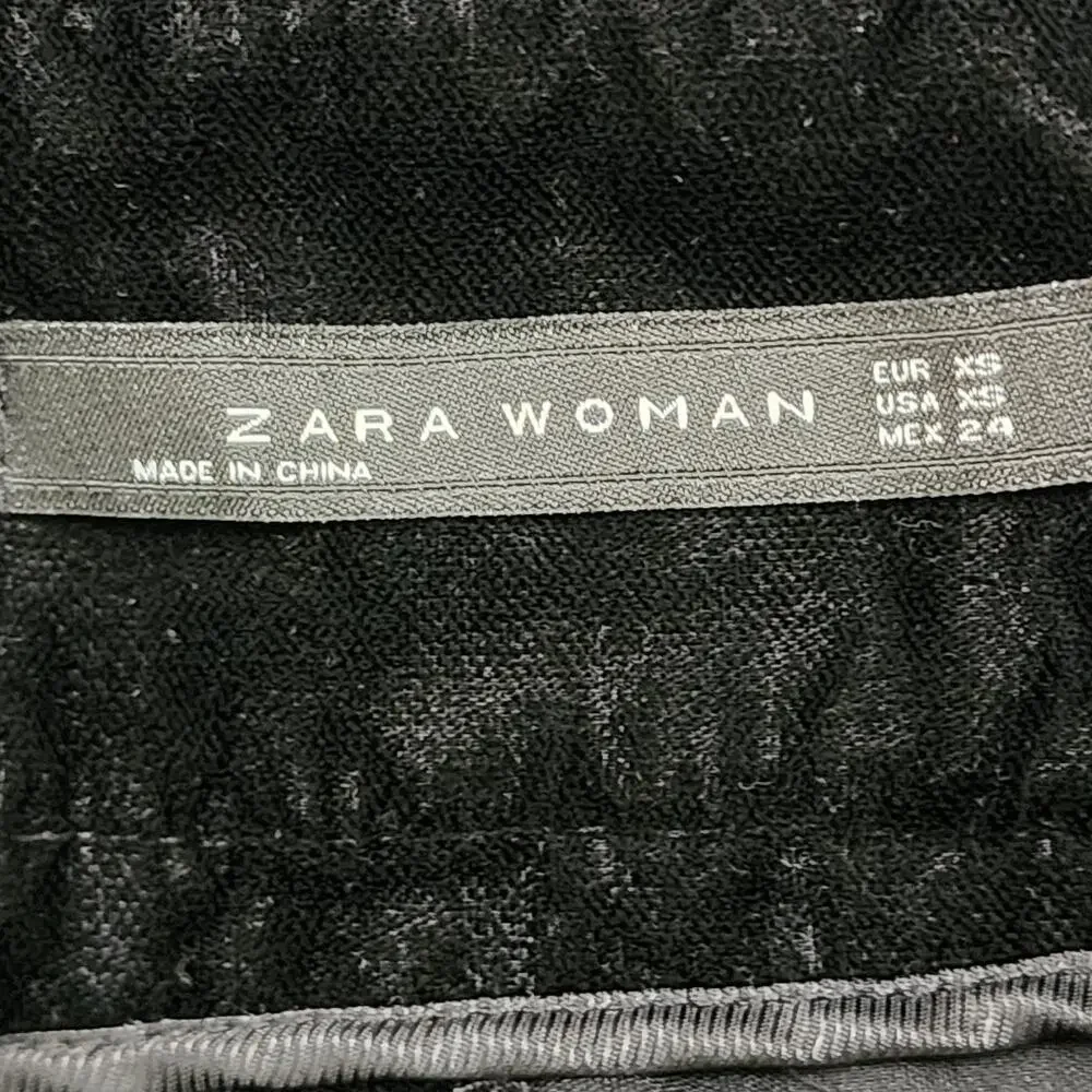 Zara Woman Velvet Velour Black Wide Leg Pants XS